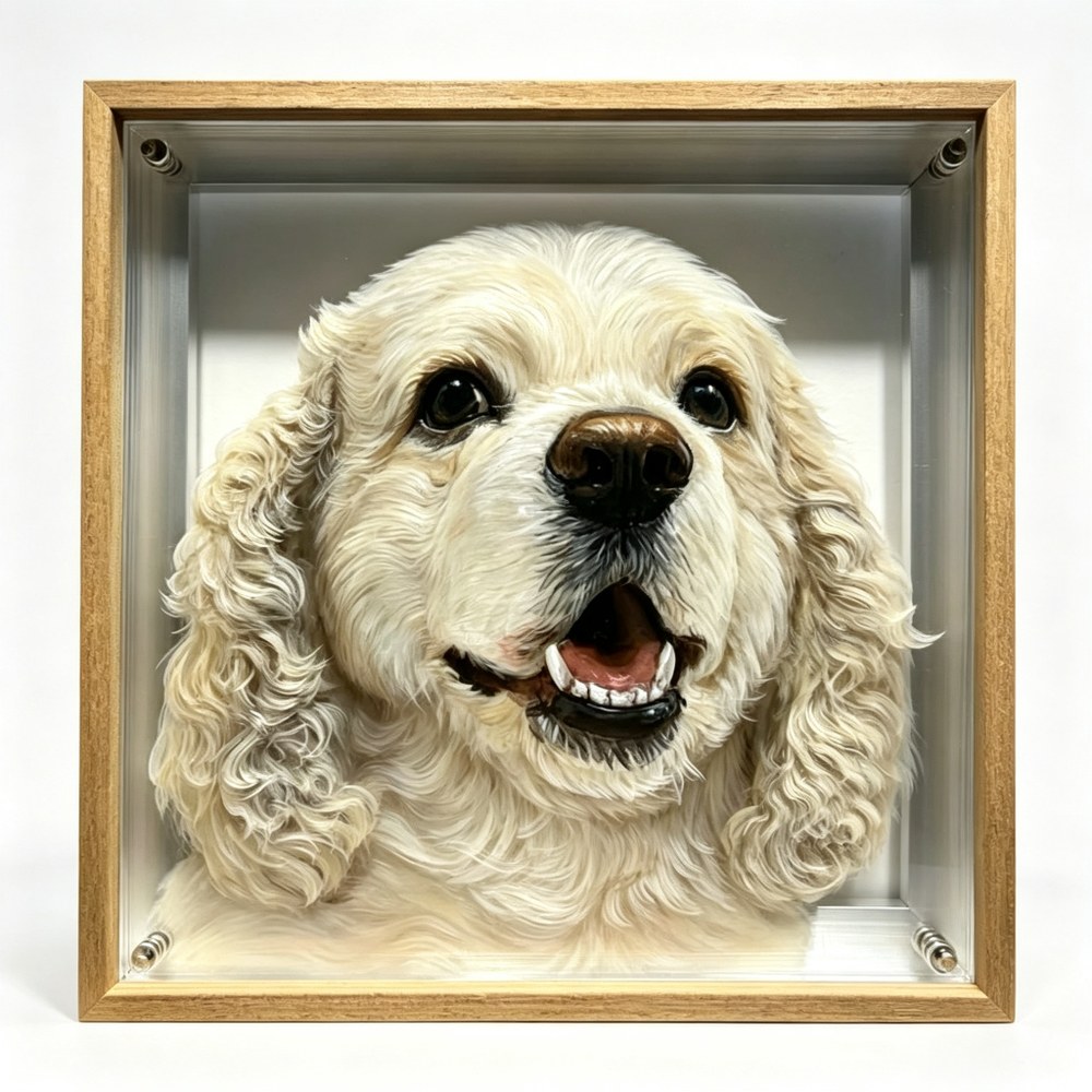 Custom 3D Multi-Layer Acrylic Pet Portrait Frame — Hand-Painted Layered Dog & Cat Art Display