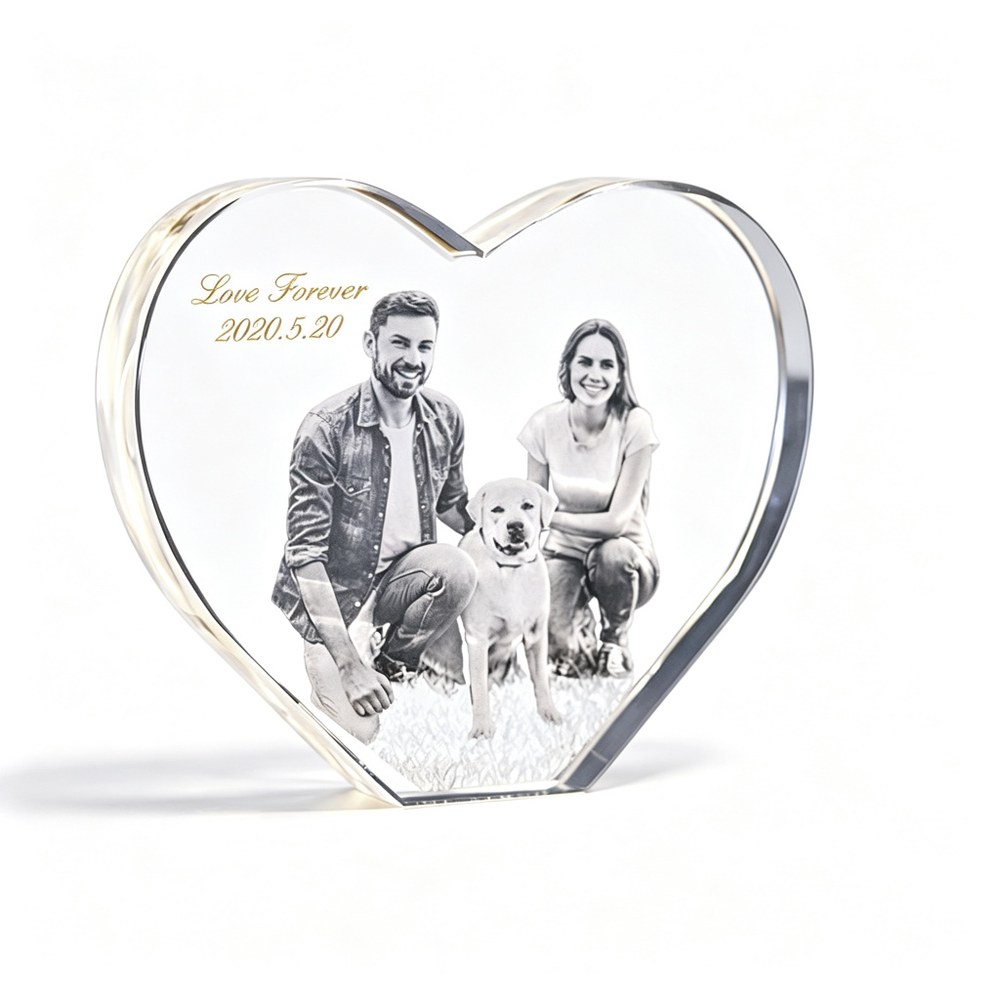 Custom 3D Crystal Pet Portrait Music Box — Engraved Cat & Dog Keepsake with Rechargeable Rotating Warm Light