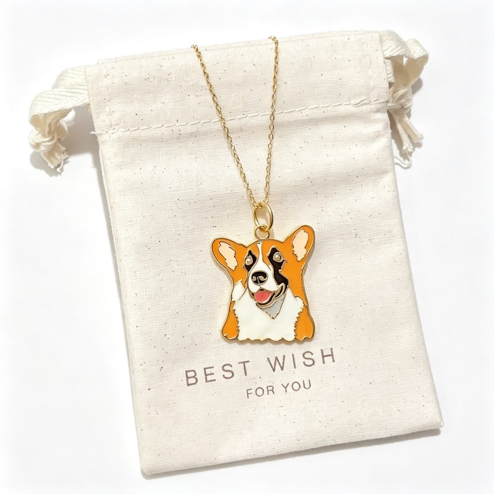 Custom Pet Enamel Necklace & Charm Bracelet — Handmade Cartoon Dog & Cat Portrait Jewelry Gift