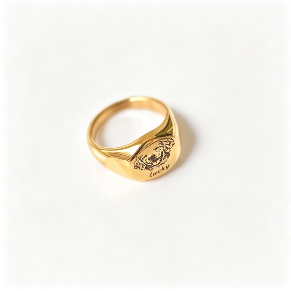 Custom Pet Portrait Ring — Personalized Dog & Cat Head Ring, Hand-Engraved Copper Jewelry, Gift for Pet Lovers