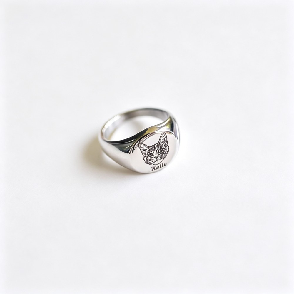Custom Pet Portrait Ring — Personalized Dog & Cat Head Ring, Hand-Engraved Copper Jewelry, Gift for Pet Lovers