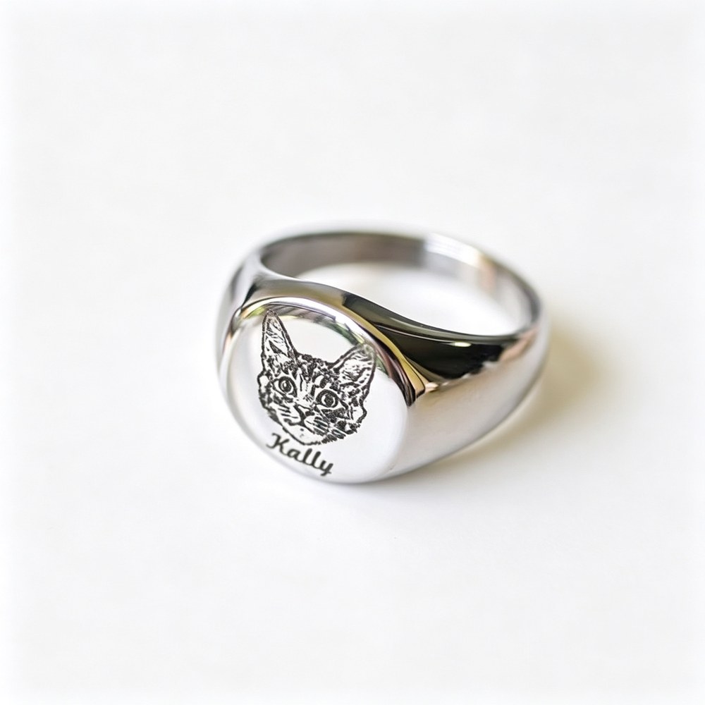Custom Pet Portrait Ring — Personalized Dog & Cat Head Ring, Hand-Engraved Copper Jewelry, Gift for Pet Lovers