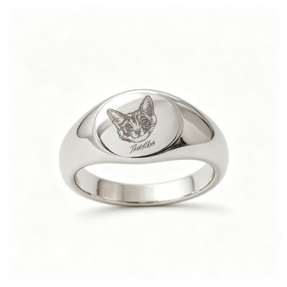 Custom Pet Portrait Ring — Personalized Dog & Cat Head Ring, Hand-Engraved Copper Jewelry, Gift for Pet Lovers